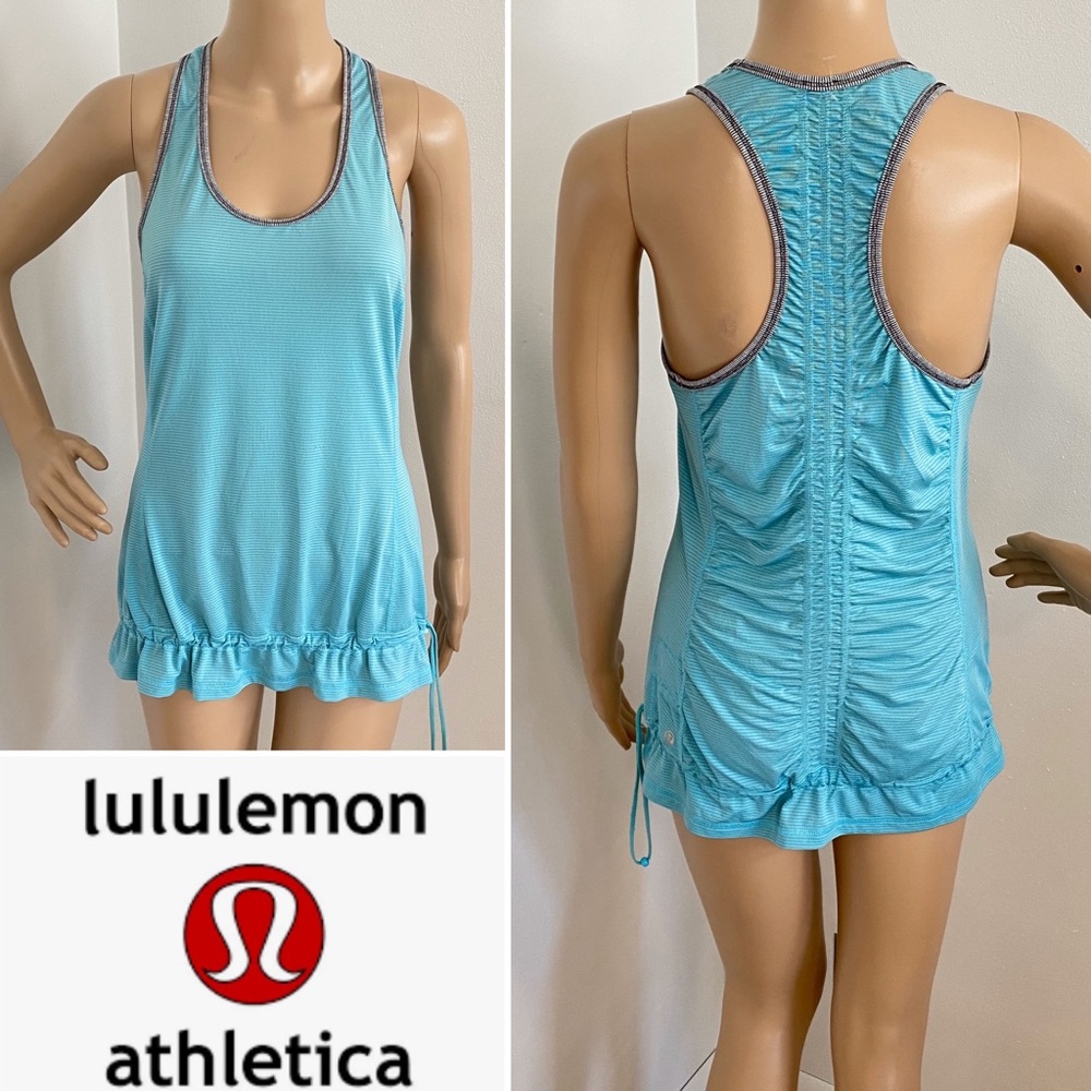 LULULEMON Turquoise Ruched Racerback Top